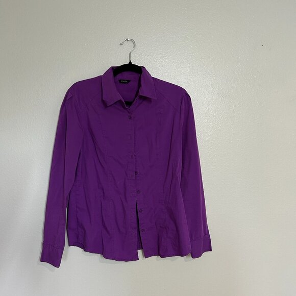 GNW tailored back long sleeve dark purple blouse size M - Picture 1 of 5